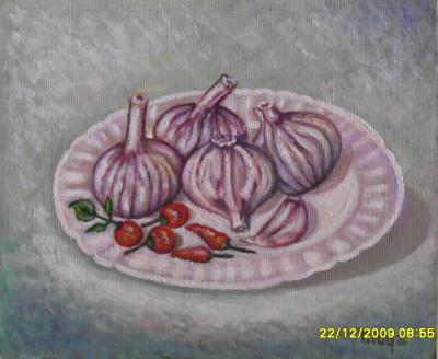 Bodeg&oacute;n: Plato con ajos